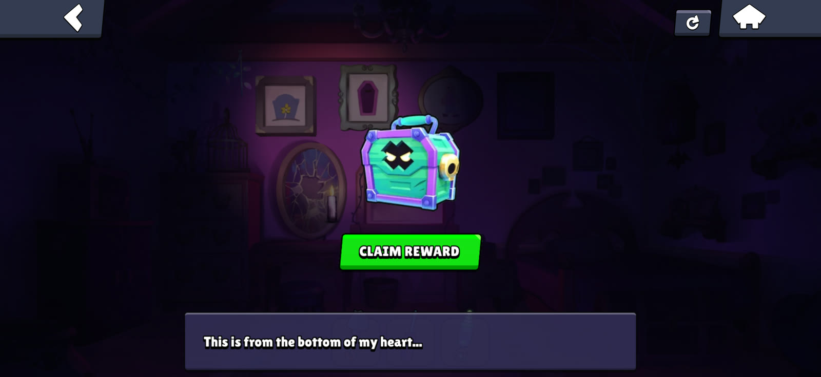 Coffin Box claim reward screen after completing Find Gus Bedroom