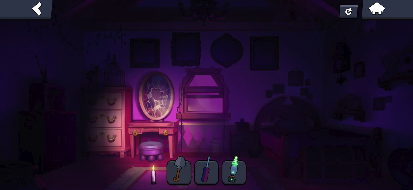 Opened cabinet and drawers during the Bedroom collectible search