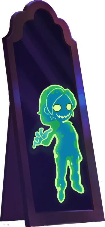 Female ghost, nicknamed ghost mom, appearing in Mr. P's Parlor mirror after 99 bell rings