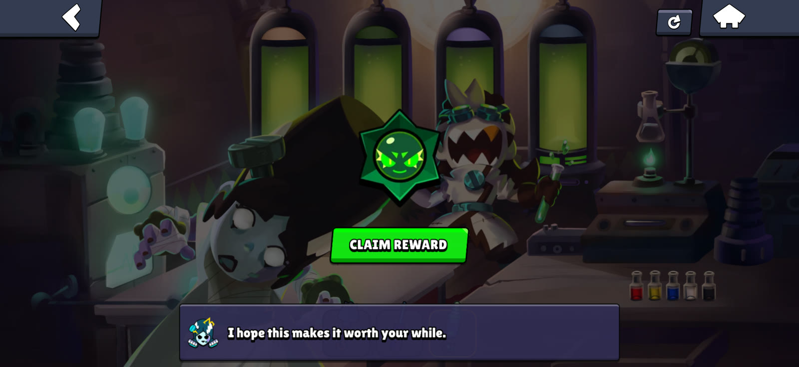 Claim Reward button for the Chaos Drop after reviving Piper in Find Gus Stage 3