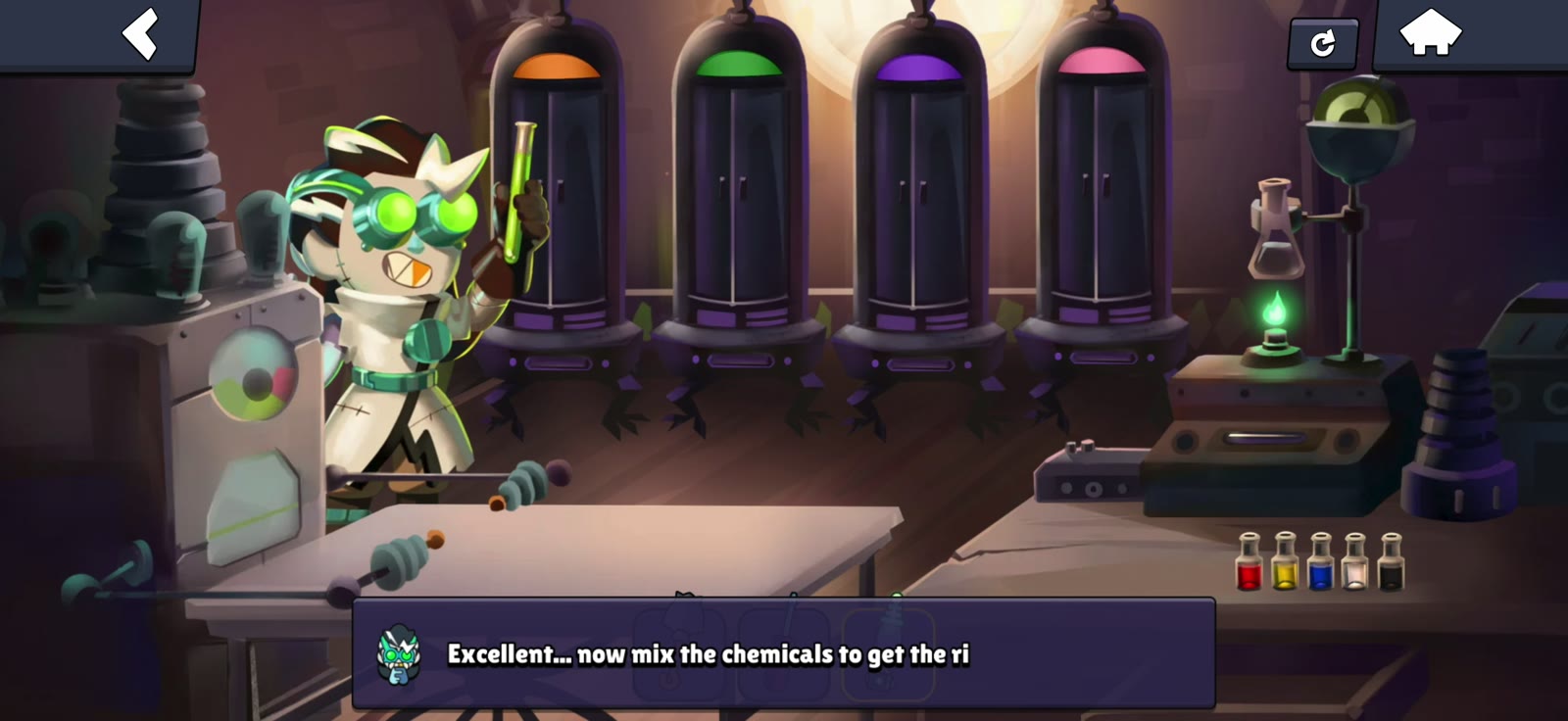 Green flame under the Laboratory beaker after using Belle's lightgun
