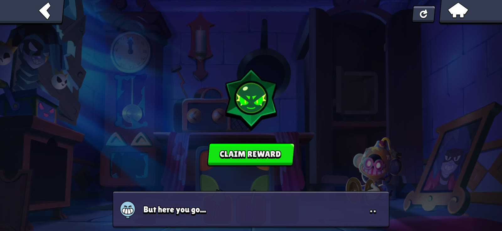 Green Chaos Drop and Claim Reward button after Damian leaves the Hallway